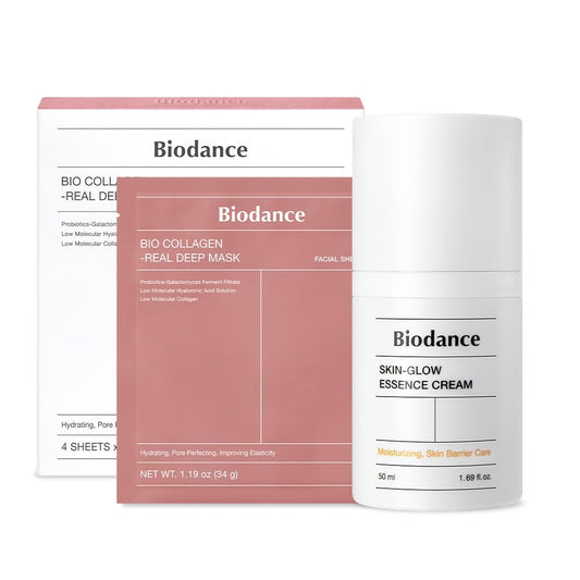 BIODANCE Essential Duo: Bio-Collagen Real Deep Mask & Skin-Glow Essence Cream Näohoolduskomplekt