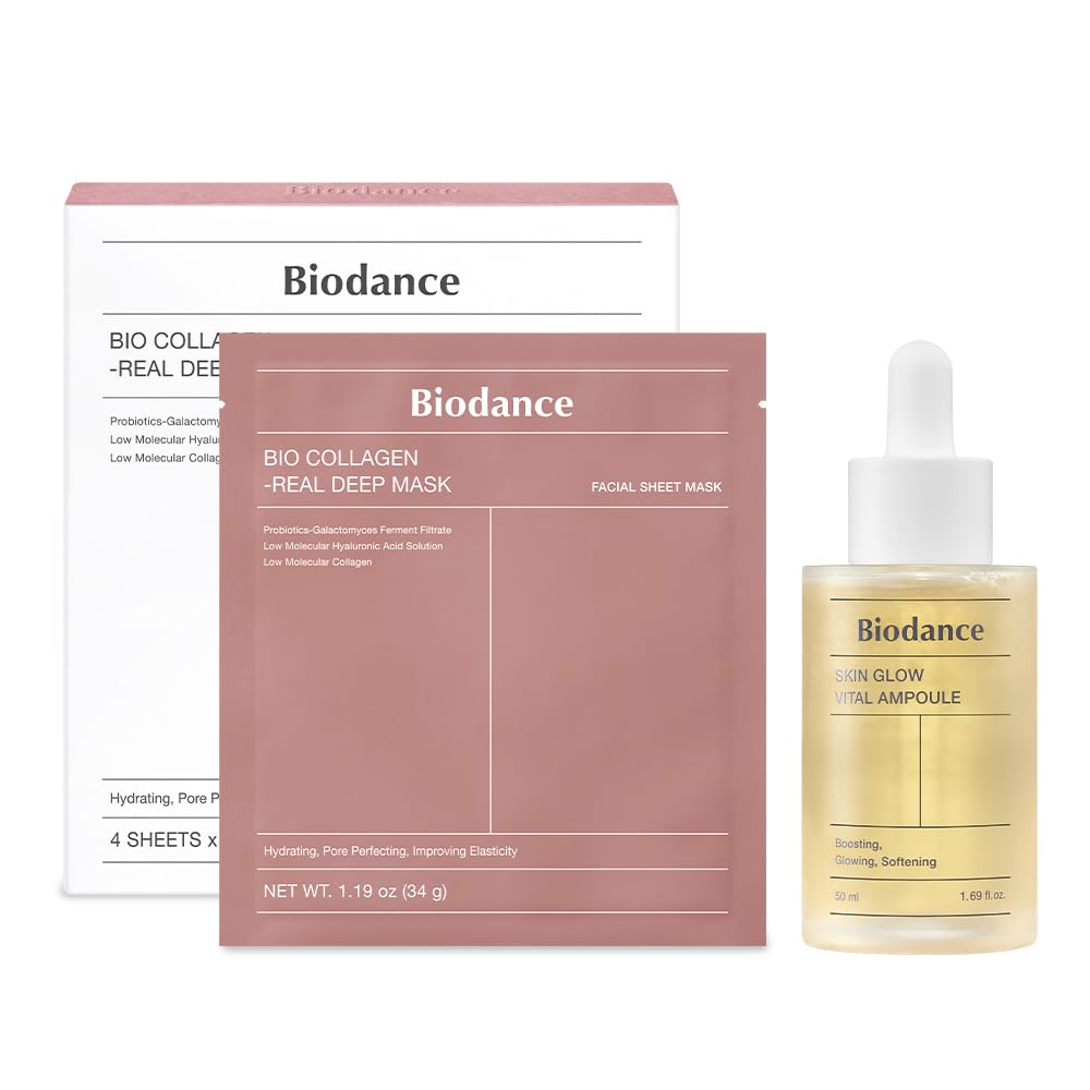 BIODANCE Radiance Duo: Bio-Collagen Real Deep Mask & Skin Glow Vital Ampoule Näohoolduskomplekt