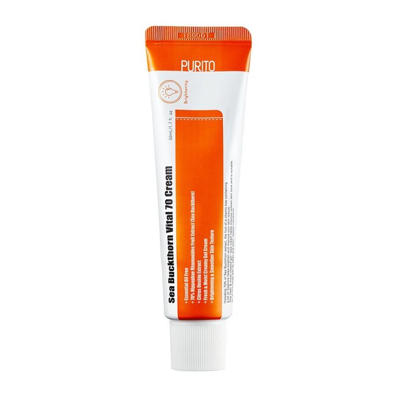 PURITO Sea Buckthorn Vital 70 Cream - veido kremas su šaltalankiais - odoscentras.lt